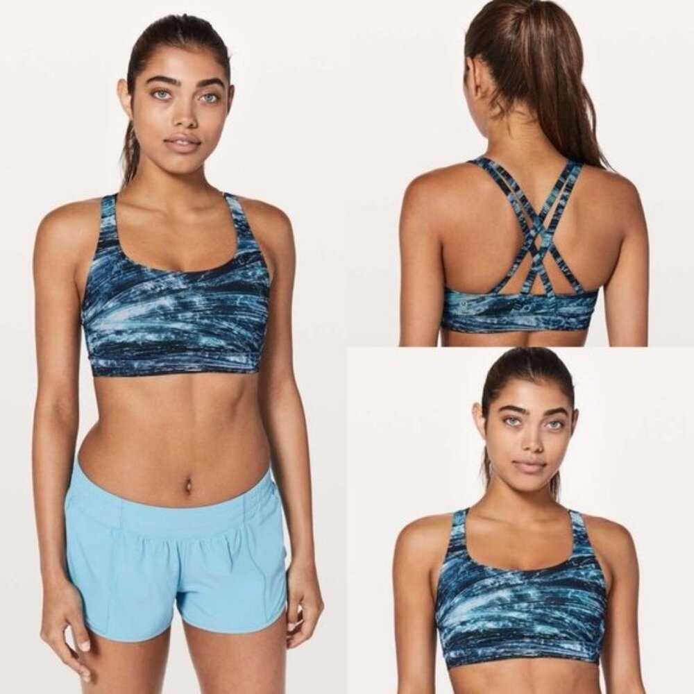 Lululemon Women's Energy Bra Training Sports Bra Size 6 Shorelines Multi Blue